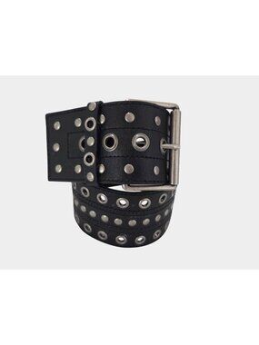 Express Womens Sz Small Black Studded Grommet Belt Punk Goth Y2K Grunge EUC